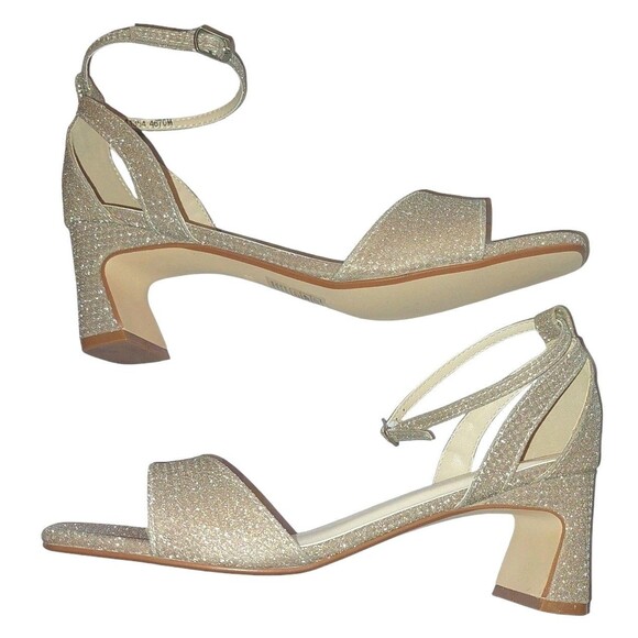 Benjamin Walk Touch Ups Lilibet Champaign Open Toe Glitz Heels 8.5 M Dyeable - Picture 5 of 8
